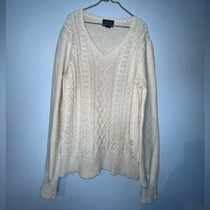 Chaps Women gold and beige V-Neck Sweater